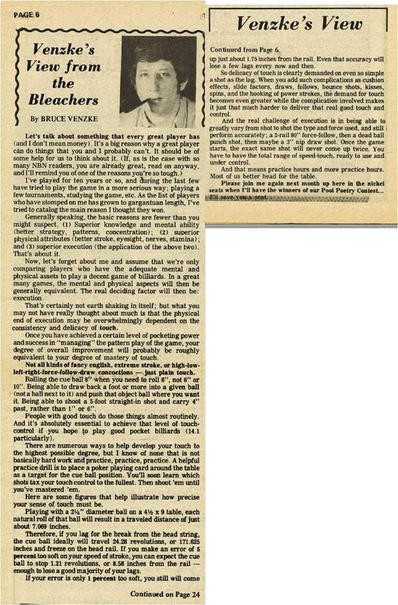 Bruce Venzke column in 1976 on the accuracy of the game