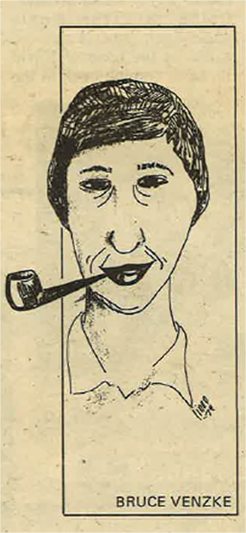 Bruce Venzke column portrait in 1979 for The National Billiard News publication