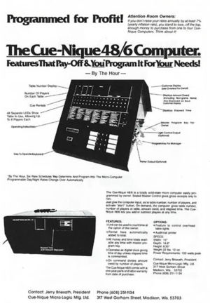 Cuenique 48-6 computer in 1979 to track table time