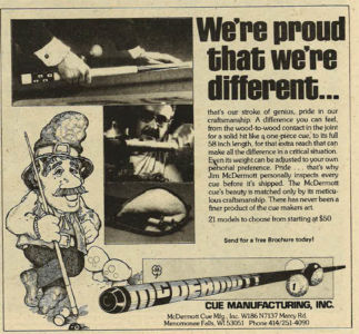 McDermott Cue advertisement in 1980