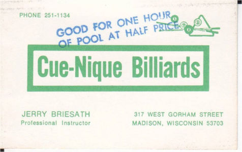 Half off hour of pool at Cue-Nique