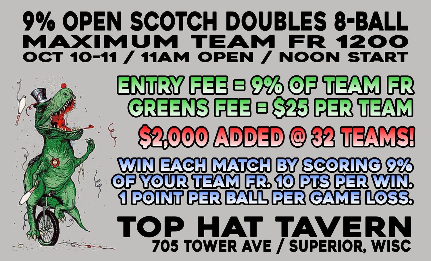 Scotch Doubles, Max 1200 at Top Hat tournament flyer